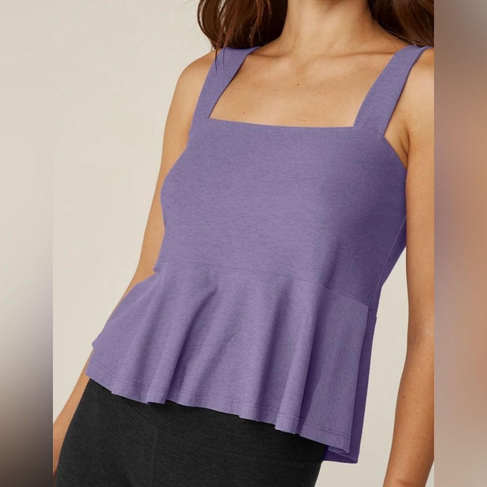 BEYOND YOGA Featherweight Flounce Tank - Indigo Heather / XL NWT